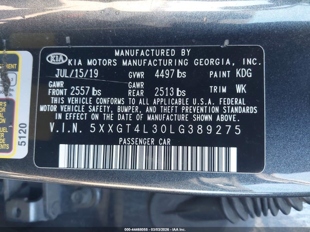 5XXGT4L30LG389275 KIA Optima Lx