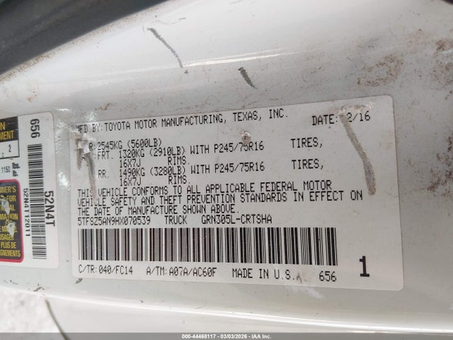 5TFSZ5AN9HX070539 Toyota Tacoma Sr5 V6