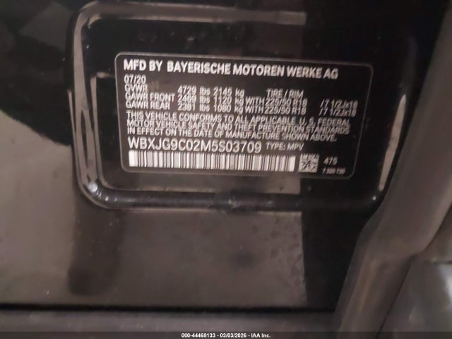 2021 Bmw X1 Xdrive28i მანქანა იყიდება აუქციონზე, vin: WBXJG9C02M5S03709, აუქციონის ნომერი: 44468133