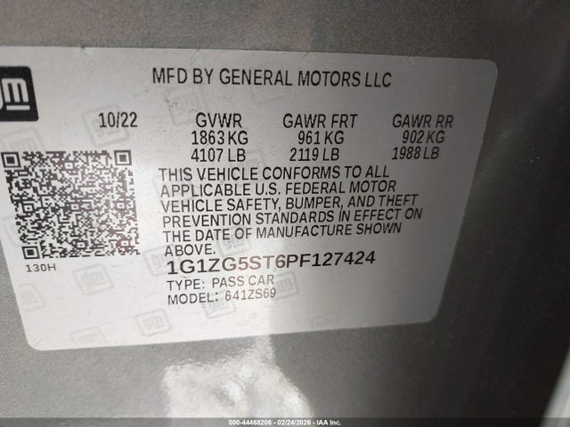 1G1ZG5ST6PF127424 Chevrolet Malibu Fwd Rs