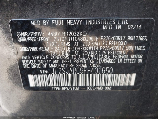 Subaru Forester 2.5i Limited 2015 JF2SJARC9FH401650 Image 9