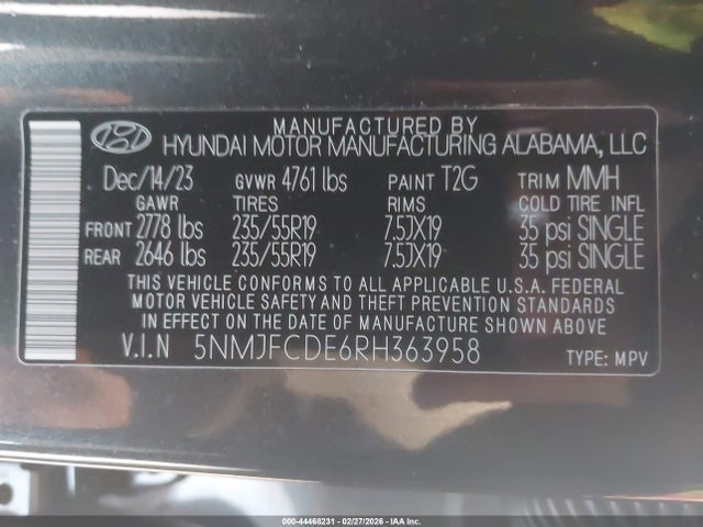 2024 HYUNDAI TUCSON 5NMJFCDE6RH363958 Photo 8