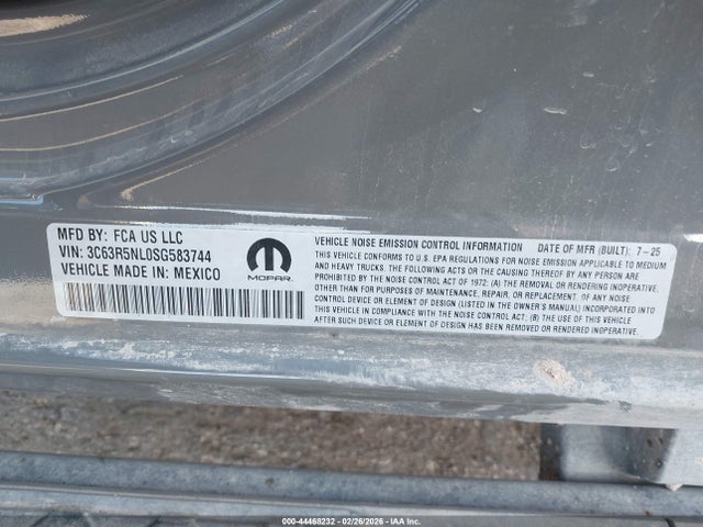 Продаж на аукціоні авто 2025 Ram 2500 Laramie  4x4 6'4 Box, vin: 3C63R5NL0SG583744, номер лоту: 44468232