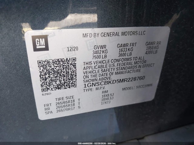 2021 CHEVROLET SUBURBAN 1GNSCBKD5MR228760 Photo 8