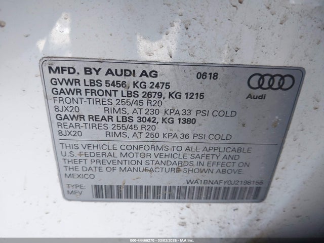 2018 AUDI Q5 WA1BNAFY0J2198155 Photo 8