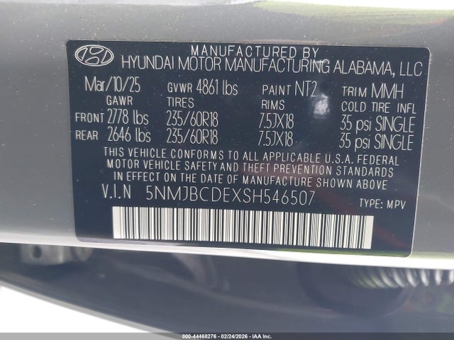 5NMJBCDEXSH546507 Hyundai TUCSON SEL