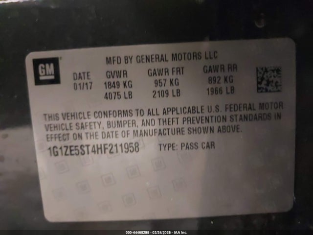 1G1ZE5ST4HF211958 Chevrolet MALIBU 1LT