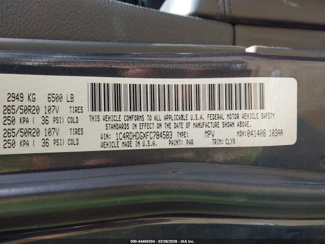 2015 DODGE DURANGO 1C4RDHDGXFC784583 Photo 8