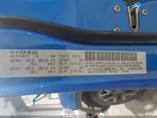 Продажа на аукционе авто 2018 Jeep Compass Trailhawk 4x4, vin: 3C4NJDDB5JT485598, номер лота: 44468386