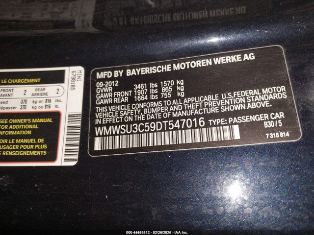 2013 MINI HARDTOP WMWSU3C59DT547016 Photo 8