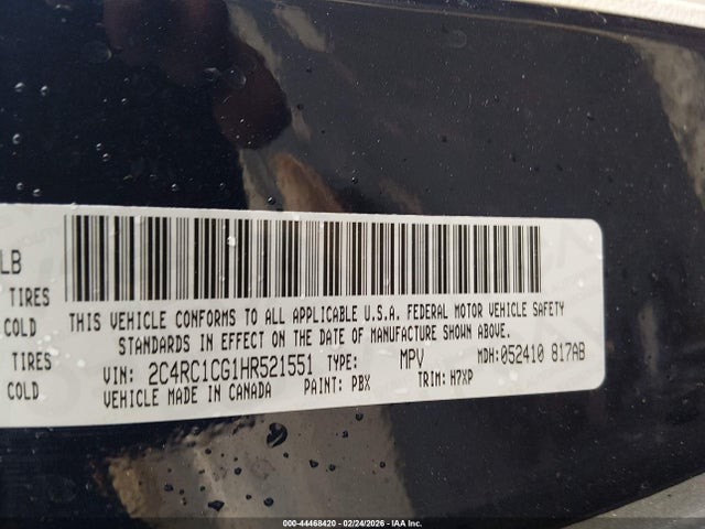 Aukcja sprzedaży 2017 Chrysler Pacifica Lx, vin: 2C4RC1CG1HR521551, numer aukcji: 44468420