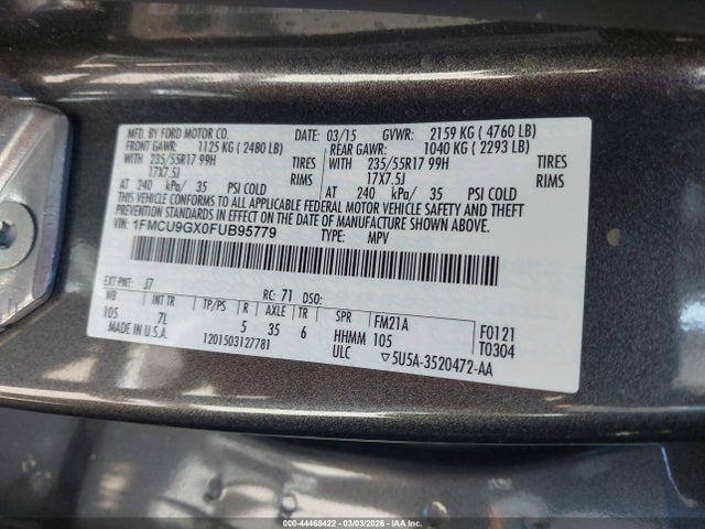 1FMCU9GX0FUB95779 Ford ESCAPE SE