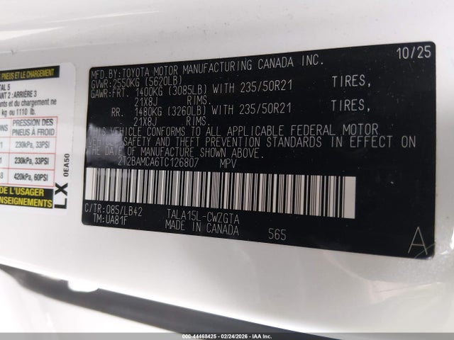 Aukcja sprzedaży 2026 Lexus Rx 350 Premium+, vin: 2T2BAMCA6TC126807, numer aukcji: 44468425