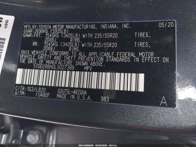 Toyota Highlander Limited 2020 5TDDZRBH0LS027389 Image 9