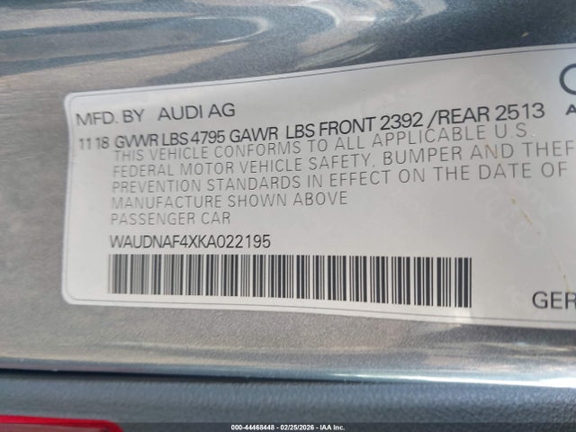 2019 AUDI A4 WAUDNAF4XKA022195 Photo 8