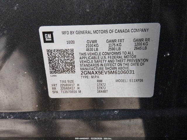 Chevrolet Equinox Awd 1fl 2021 2GNAX5EV5M6106031 Image 9
