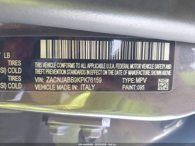 44468466 :رقم المزاد ، ZACNJABB9KPK76159 vin ، 2019 Jeep Renegade Latitude Fwd مزاد بيع