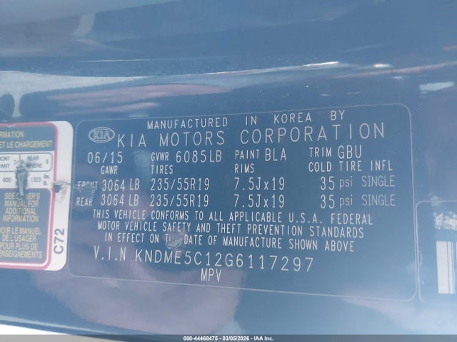 KNDME5C12G6117297 KIA Sedona Sx Luxury