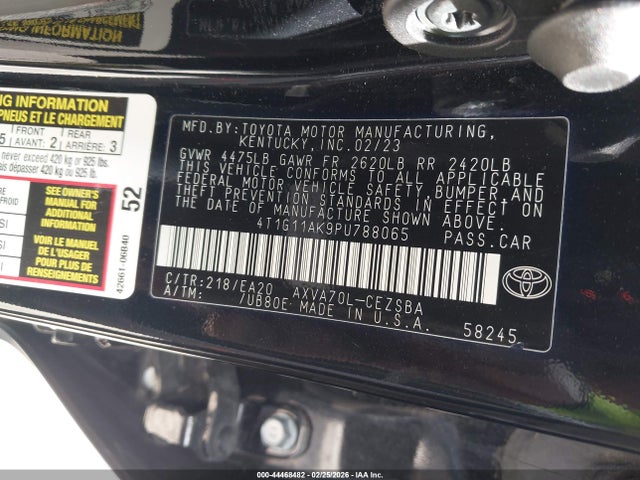 4T1G11AK9PU788065 Toyota CAMRY SE
