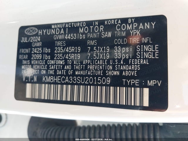44468496 :رقم المزاد ، KM8HECA33SU201509 vin ، 2025 Hyundai Kona Limited مزاد بيع
