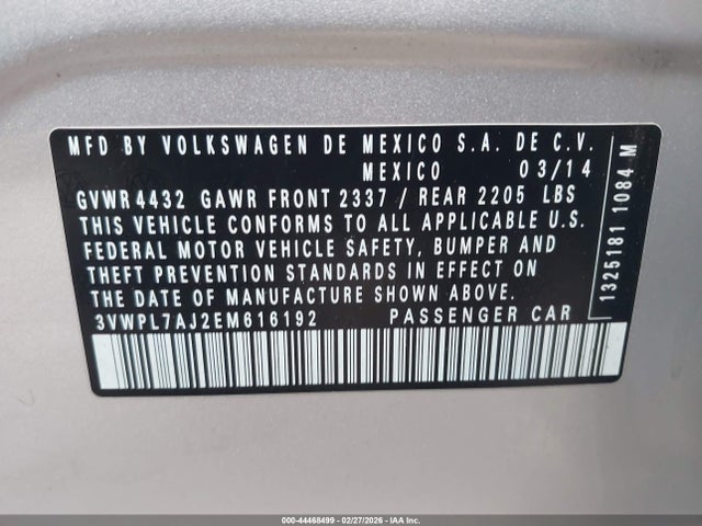 3VWPL7AJ2EM616192 Volkswagen Jetta Sportwagen 2.0l Tdi