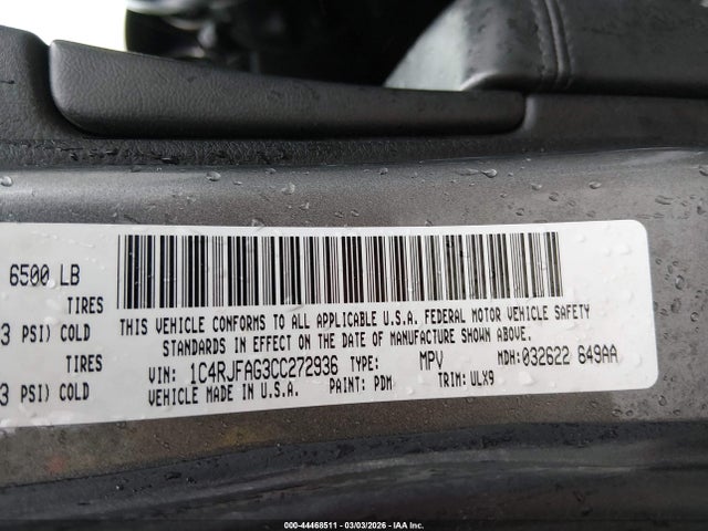2012 Jeep Grand Cherokee Laredo მანქანა იყიდება აუქციონზე, vin: 1C4RJFAG3CC272936, აუქციონის ნომერი: 44468511