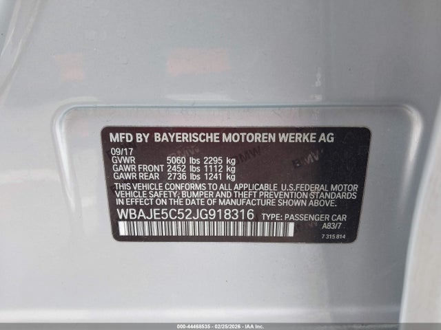 2018 BMW 540I WBAJE5C52JG918316 Photo 8