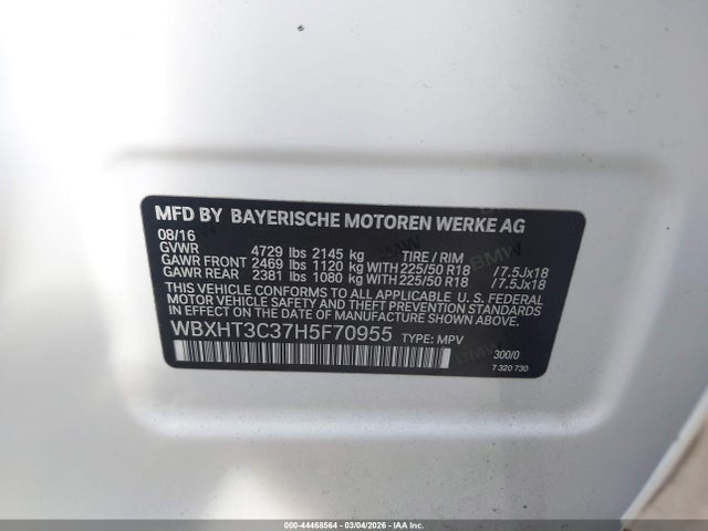 Продаж на аукціоні авто 2017 Bmw X1 Xdrive28i, vin: WBXHT3C37H5F70955, номер лоту: 44468564