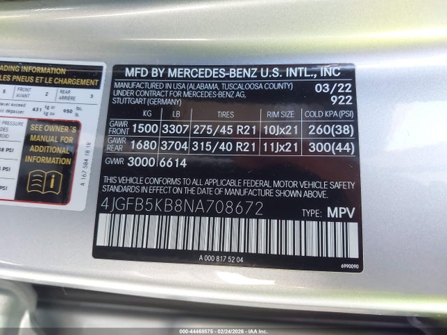 4JGFB5KB8NA708672 Mercedes-Benz Gle 450 4matic