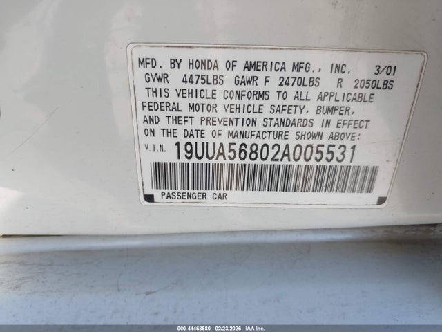 Продаж на аукціоні авто 2002 Acura Tl 3.2 Type S, vin: 19UUA56802A005531, номер лоту: 44468580