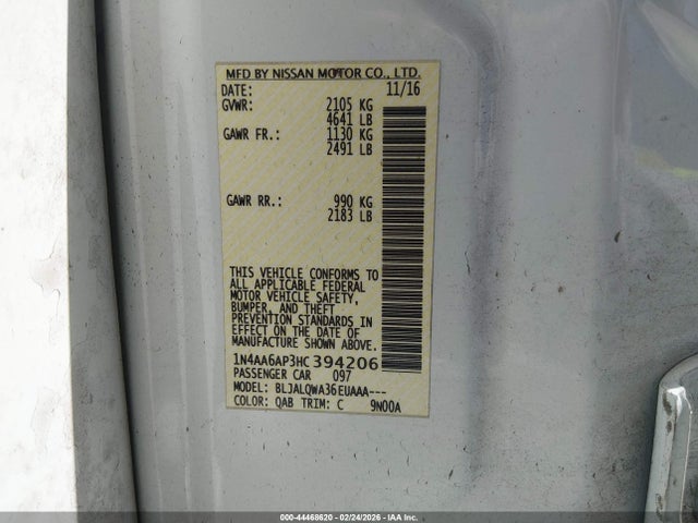 Nissan Maxima 3.5 S 2017 1N4AA6AP3HC394206 Image 9
