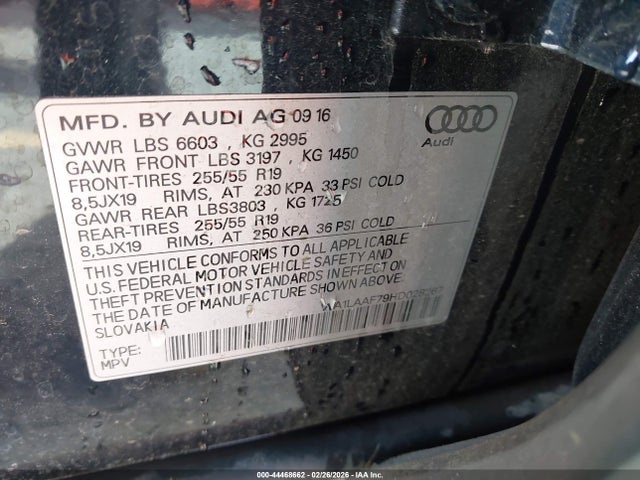 WA1LAAF79HD028267 Audi Q7 3.0t Premium