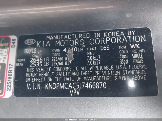 2018 KIA SPORTAGE KNDPMCAC5J7466870 Photo 8