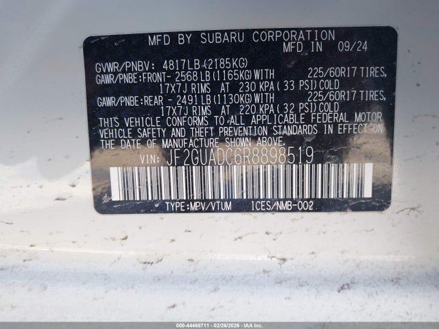 Продажа на аукционе авто 2024 Subaru Crosstrek Premium, vin: JF2GUADC6R8898519, номер лота: 44468711