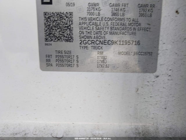 2019 CHEVROLET SILVERADO 1500 LD 2GCRCNEC9K1195716 Photo 8