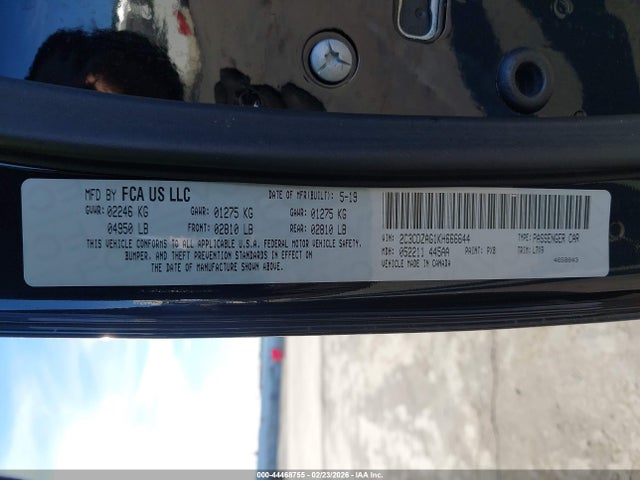 44468755 :رقم المزاد ، 2C3CDZAG1KH666644 vin ، 2019 Dodge Challenger Sxt مزاد بيع