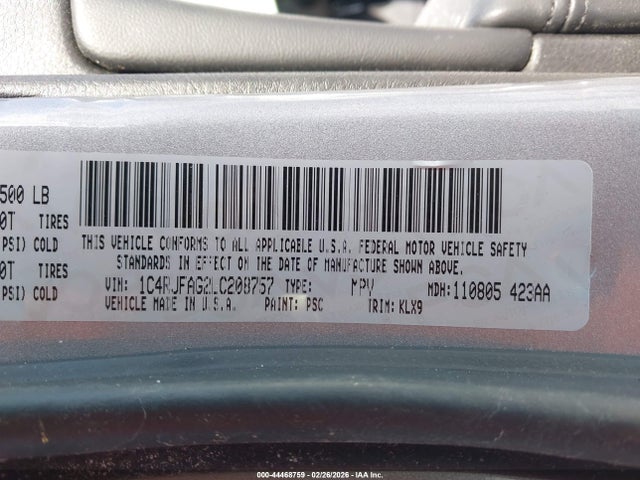 Продаж на аукціоні авто 2020 Jeep Grand Cherokee Laredo E 4x4, vin: 1C4RJFAG2LC208757, номер лоту: 44468759