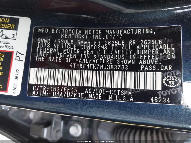 Toyota CAMRY SE 2017 4T1BF1FK7HU383733 Image 9