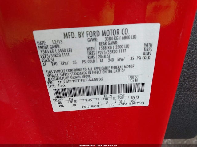 Ford F-150 Fx4 Tremor 2014 1FTMF1ET1EFA45932 Image 9