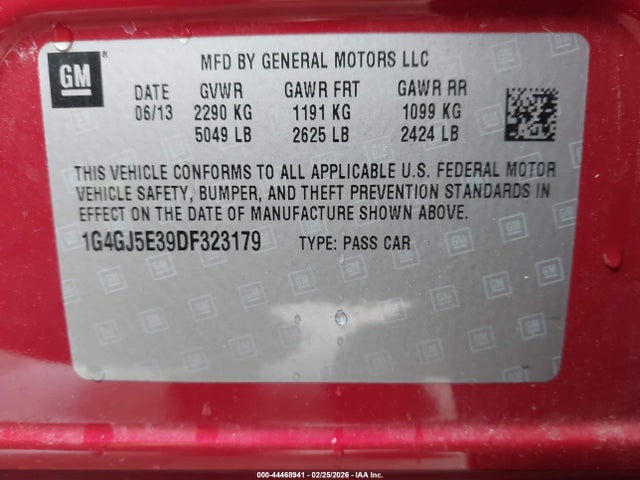 Продажа на аукционе авто 2013 Buick Lacrosse Touring Group, vin: 1G4GJ5E39DF323179, номер лота: 44468941
