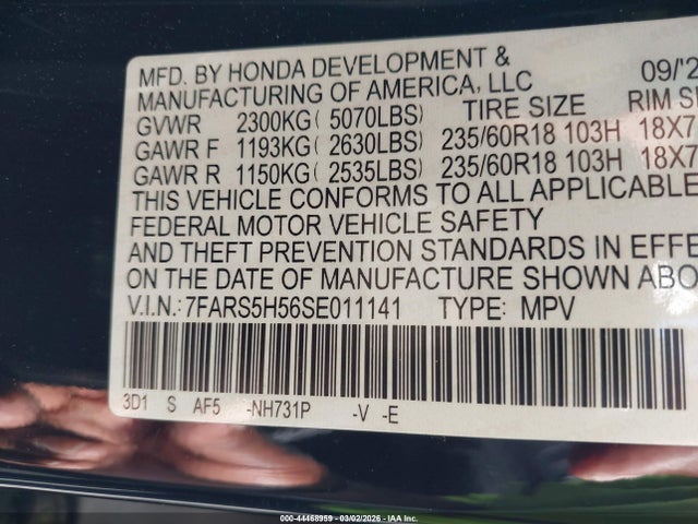 7FARS5H56SE011141 Honda Cr-v Hybrid Sport