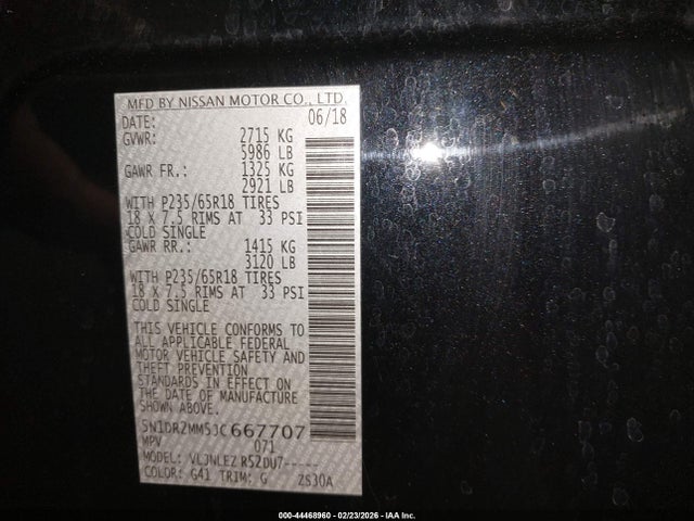 Nissan Pathfinder Sv 2018 5N1DR2MM5JC667707 Image 9