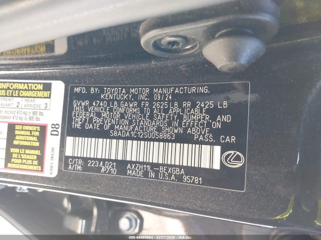 Aukcja sprzedaży 2025 Lexus Es 300h, vin: 58ADA1C12SU058863, numer aukcji: 44468964