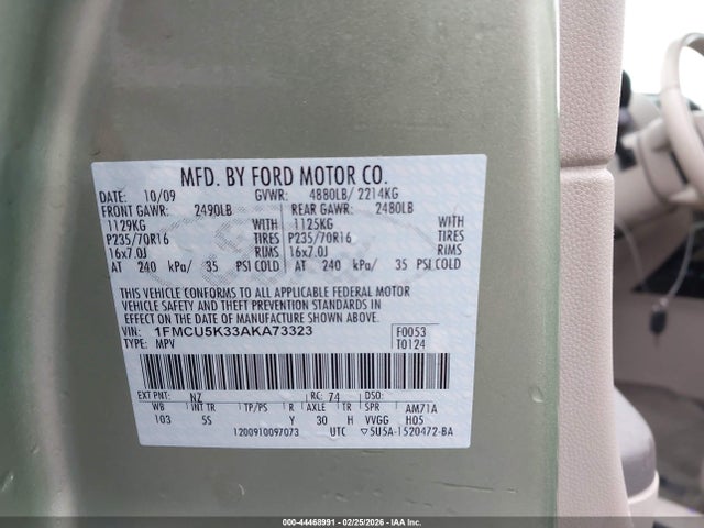 Aukcja sprzedaży 2010 Ford Escape Hybrid Limited, vin: 1FMCU5K33AKA73323, numer aukcji: 44468991