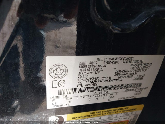 1FMJK2AT4KEA70332 Ford Expedition Max Limited