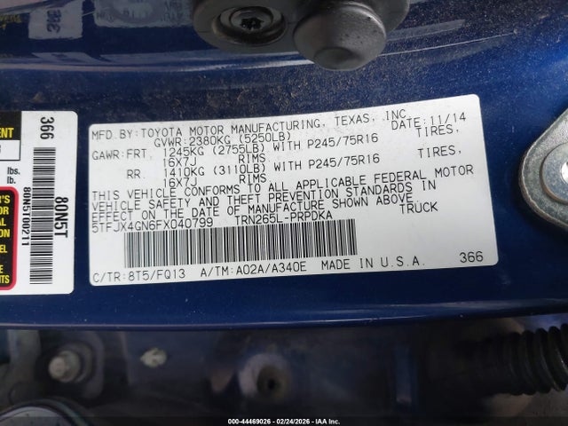 5TFJX4GN6FX040799 Toyota Tacoma Prerunner