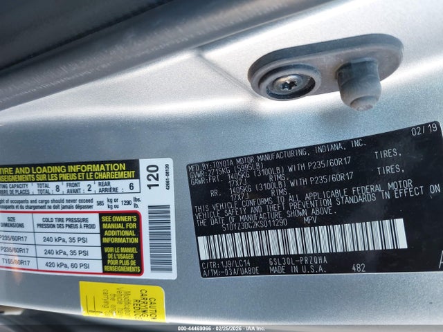 2019 TOYOTA SIENNA 5TDYZ3DC2KS011290 Photo 8
