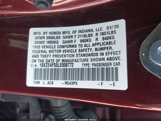 Honda INSIGHT EX 2020 19XZE4F55LE008772 Image 9