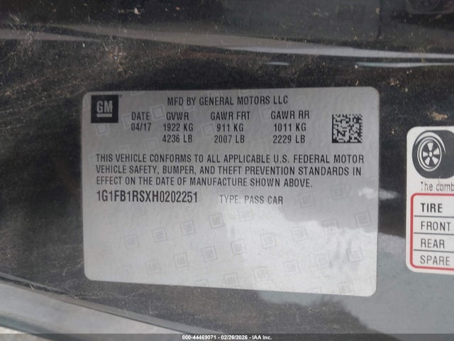 2017 CHEVROLET CAMARO 1G1FB1RSXH0202251 Photo 8