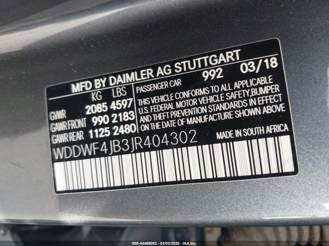 2018 Mercedes-benz C 300 მანქანა იყიდება აუქციონზე, vin: WDDWF4JB3JR404302, აუქციონის ნომერი: 44469093